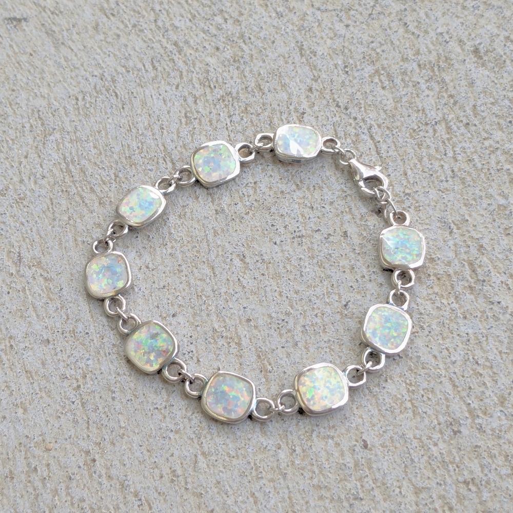 Elegant Silver Opal Bracelet